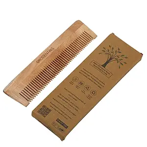 OROSSENTIALS Organic Kacchi Neem Single Teeth Wooden Comb For Men's & Women's