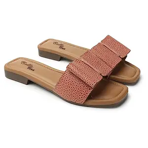 Bella Toes Casual Synthetic Leather Women's Flats Sandals with Open Toe (Tan, Numeic_8)