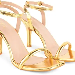 JM LOOKS High Solid Slim Heel For Womens & Girls NK-7-Gold-41-X