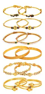 YouBella Jewellery Traditional Gold Plated Combo of 6 Pair of Bracelet Bangles Set for Girls and Women (2.4)