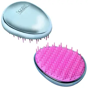 Scarlet Line Compact Styler Detangling Hair Brush Tangle Tamer Hair Brush Detangler Comb Brush for Thick, Thin, Curly, Straight, Wet n Dry Hair_Silver
