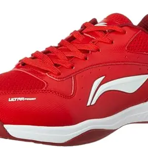 Li-Ning Ultra Power Non-Marking Badminton Shoe|Indoor Sports|Stability Heel, Prototypical Sole, Lightweight Shoe (RED/White,UK 12)