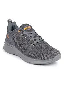 ABROS Sports Shoes for Men's Upper Flyknit with Phylon Sole Lace-Ups Comfortable Lightweight Shoes (D.Grey/Orange 7)