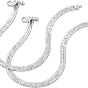 Heer Collection Jewellery for All Occassions Traditional White Metal Anklet Payal Pair for Womens Girls (1 Pair)