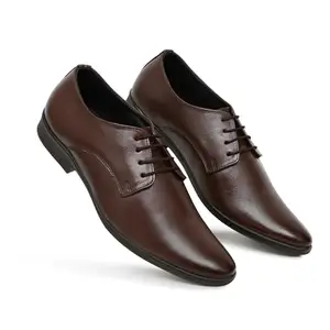 SHUAN Genuine Leather Derby Shoes for Men Brown