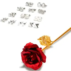 Fashion Frill Valentine Gift For Girlfriend Silver Heart Stud Earrings For Women Girls 24k Gold Rose Love Gifts Western Earrings For Girls