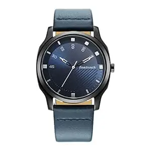 Fastrack Men Stunners Quartz Analog Blue Dial Leather Strap Watch for Guys-NS3255NL03/NT3255NL03