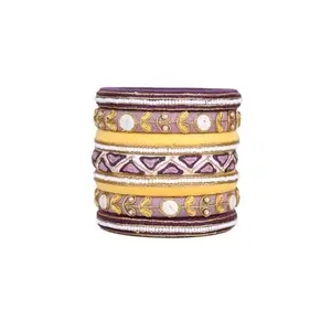 Taasha Craft Akshi Pastle Coloured Thread work Bangle Set for Women & Girls Size 2.6 Set of (7 Bangles)