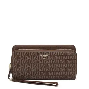 Da Milano Zip Leather Wallet for Women - Brown