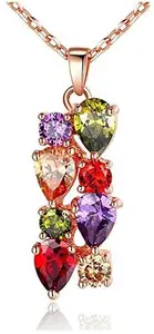 Romp Fashion Multicolour Non Precious Alloy Metal Colourful Stone Flowerets Sparkling Pendant for Women