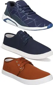 WORLD WEAR FOOTWEAR Soft Comfortable and Breathable Canvas Lace-Ups Casual Shoes for Men (Multicolor, 9) (S13343)
