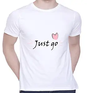 CreativiT Graphic Printed T-Shirt for Unisex just go Tshirt | Casual Half Sleeve Round Neck T-Shirt | 100% Cotton | D00119-582_White_Medium
