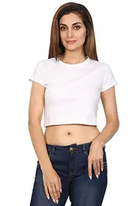 VIRVO Women’s Cotton Crop Tops - Available Sizes -XS, S, M,L,XL (Medium, White)