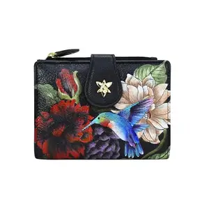 Anuschka Women's Hand-Painted Genuine Leather Two Fold Organizer Wallet - Hummingbird Heaven