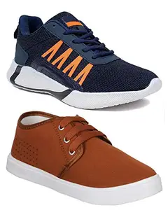 WORLD WEAR FOOTWEAR Multicolor Men's Casual Sports Running Shoes 8 UK (Pack of 2 Pair) (2A)_1138-9312