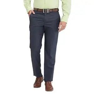 Park Avenue Men Regular Fit Checks Pattern Poly Viscose Blend Flat Front Formal Trouser