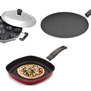BMS lifestyle 3 Layer Non-Stick Coated Aluminium Rust Free Kitchen Cookware Combo Set Offer 3 Piece price in India.