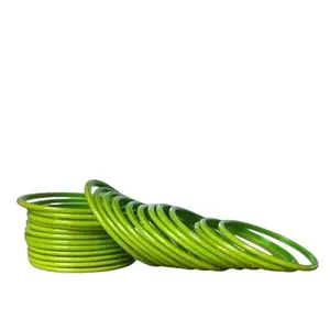 Traditional Glass Bangles, Parrot Green Colour- Set of 24pcs (2.6)