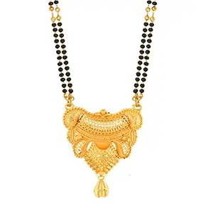 MEENAZ Mangalsutra For Women Girls Ladies Wife Traditional Temple 1 One Gram Gold Stylish Meenakari South Indian Long Chain Wati Mangal sutra Pendant Tanmaniya Black chains golden Nallapusalu Chains