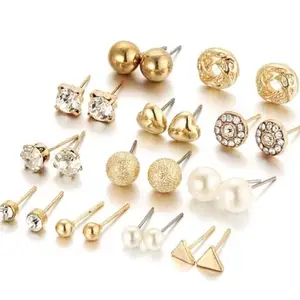 Vembley Best Valentine Gift Trendy Gold Cubic Zirconia Stud Earring