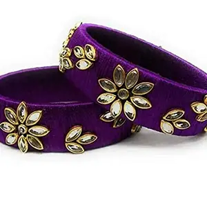 thread trends jewellery Handmade Silk Thread Designer Bangles (Pack of 2 Bangles) for Women & Girls (Purple) (size-2/6)