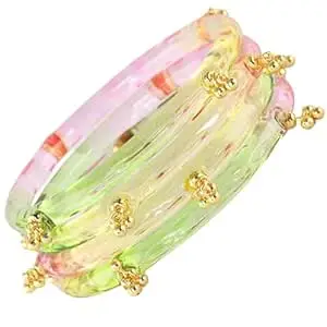 STYOLLO Crystal Kashmiri Ghungroo Glass Kada For Women & Girls | Viral Kada For Girls | Ethnic Traditional Kangan Jewelry | Wedding Festive Bridal Party | Trending Designer Fashion Gift - Set Of 4