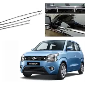 ROSHNEER Car Window Lower Garnish Stainless Steel Chrome Finish Exterior Compatible for Maruti WAGONR Model 2019 Onwards Set of 4 PCS