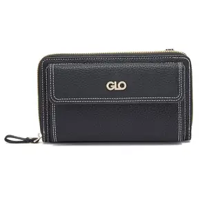 Globus Women Black Textured Zip Around Wallet-3638625001