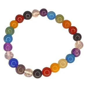 AADVIK CRYSTALS 7 Chakra Bracelet | Natural 8mm Beads | Well-Being, Good Health, Protect Aura | Stretch Stone Bracelet for Mens & Women| Healed and energized by Master healer