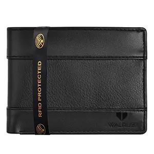 Walrus Black Color Ecofriendly Vegan Leather Bi-Fold Men Wallet with RFID Protection