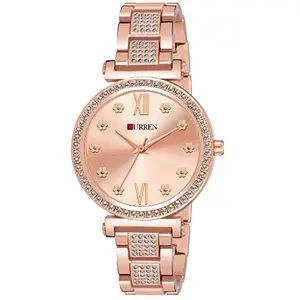 CURREN 1660 Fashion Casual Stainless Steel Rhinestone Quartz Wristwatch Ladies Gifts