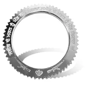 Unisex Stainless Steel Waheguru Khanda Sikh Kada, Sarbloh Sharp Teeth Design, Metal Wrist Cuff,(2X12) (Sikh Kada) - 22