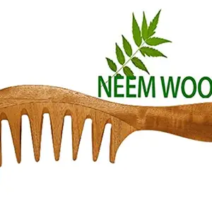 Rufiys Wide Tooth Comb | Neem Wooden Curly Hair Comb for Women & Mens | Hair Growth | Anti Dandruff Pack of 1 (Wide Tooth 20 Cm)