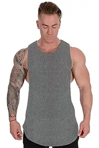THE BLAZZE 0023 Men's Tank Tops Muscle Gym Bodybuilding Vest Fitness Workout Train Stringer (Large(38�-40"), Dark Grey)