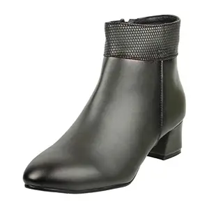 Mochi Women Olive Leather Ankle Boot UK/4 EU/37 (31-82)