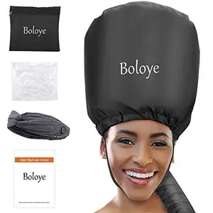 Boloye Bonnet Hair Dryer - [2021]Boloye Soft Bonnet Hood Hair Dryer Attachment with Heat Protector Headband to Reduces Heat Around Ears - Used for Curl, Hair Styling, Deep Conditioning and Hair Drying