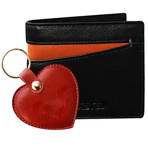 ABYS Valentine Day Special Genuine Leather Wallet with Keyring Combo