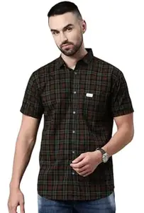 Majestic Man Men Cotton Checkered Half Sleeve Slim Fit Casual Shirt