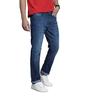 The Indian Garage Co Men Slim Straight Fit Solid Mid-Rise Stretchable Jeans