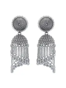 Efulgenz Floral Round Faux Pearl Jhumka Jhumki Tassels Earrings Set