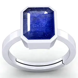 LMDPRAJAPATIS Certified Blue Sapphire Neelam(Choki) 2.00 Carat Stone Silver Plated Ring for Men and Women (Size 16 to 23)
