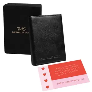 The Wallet Store Defender RFID Protected Wallet Cardholder | Best Valentine's Day Gift for Men | with Free Personalized Valentines Day Greeting Card (Black)