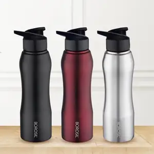 Borosil Hydra Grip-n-Sip Stainless Steel 750 ml Water Bottle | Single Wall, Leakproof, BPA Free| Bottle for Office, School, College & Gym | Multicolor (Pack of 3)