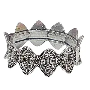 Paninaro Lookalike Handmade German Silver Boho Free Size Afghani Bangle Kada for Women and Girls Pack of 1