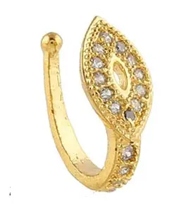 Anuradha Art Gold Finish Drop Shape Wonderful Nose Pin/Ring for Women/Girls