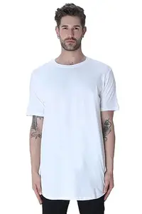 Longline Curved Tshirt (Unisex) White L