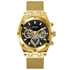 Guess Continental Collection Multi-Function Mens Analog Black Dial Coloured Quartz Stainless Steel Band Watch, Round Dial with 44.0 mm Case Width - GW0582G2