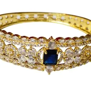 royal blue cz stone and ad studed side open bracelet elegant earings