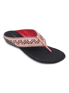 V-WALK Women's Embellished Ethnic Flip-Flops | Comfortable & Stylish Slip-On Sandals