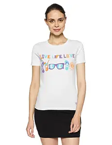 Speedo Women'S Plain Regular Fit T-Shirt (7011-White-0101_White_Small)(White_Cotton)